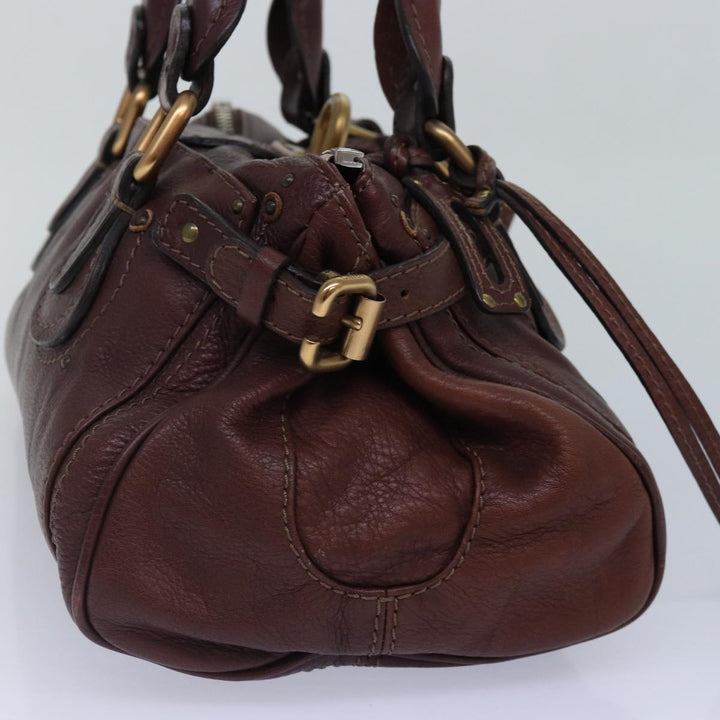 Chloe Paddington Hand Bag Leather Brown Gold Silver mr401