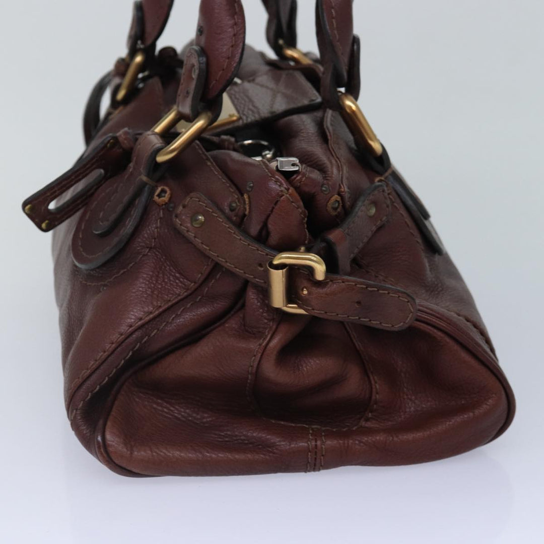 Chloe Paddington Hand Bag Leather Brown Gold Silver mr401