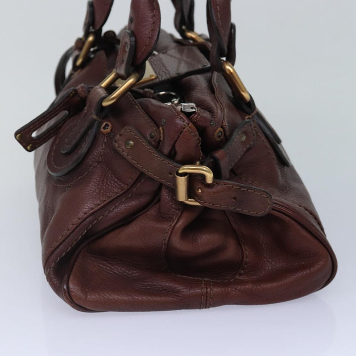 Chloe Paddington Hand Bag Leather Brown Gold Silver mr401