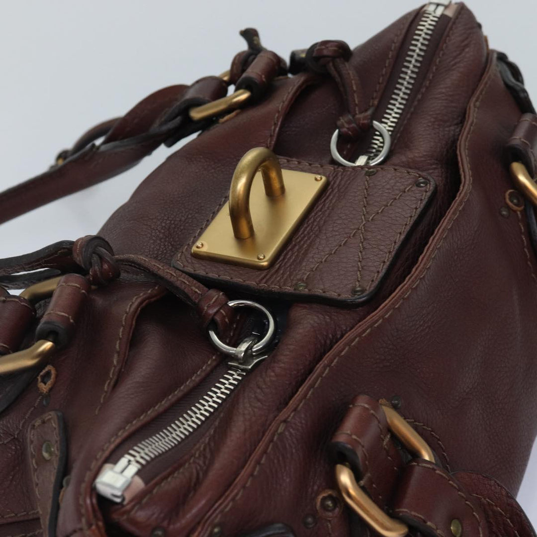 Chloe Paddington Hand Bag Leather Brown Gold Silver mr401