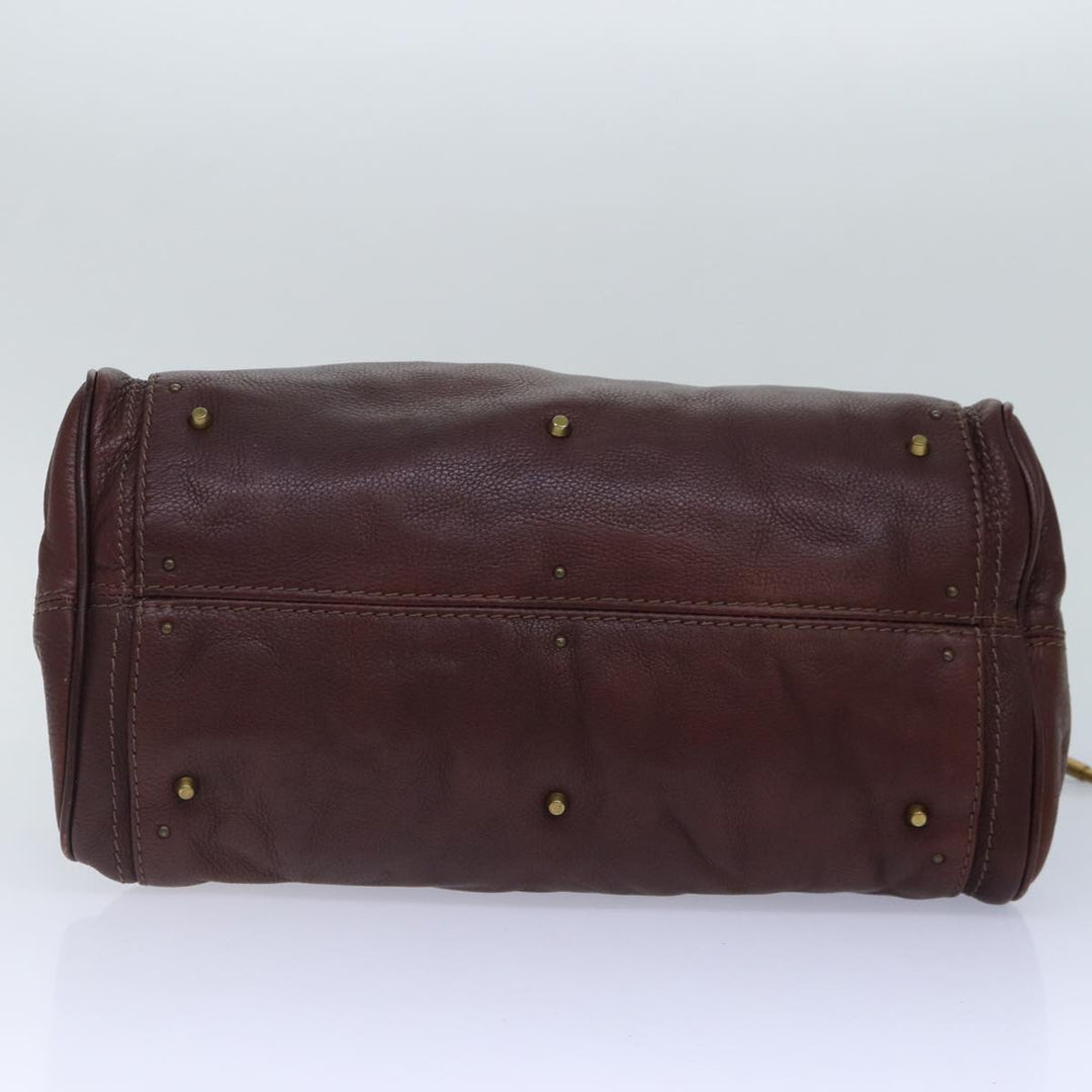 Chloe Paddington Hand Bag Leather Brown Gold Silver mr401