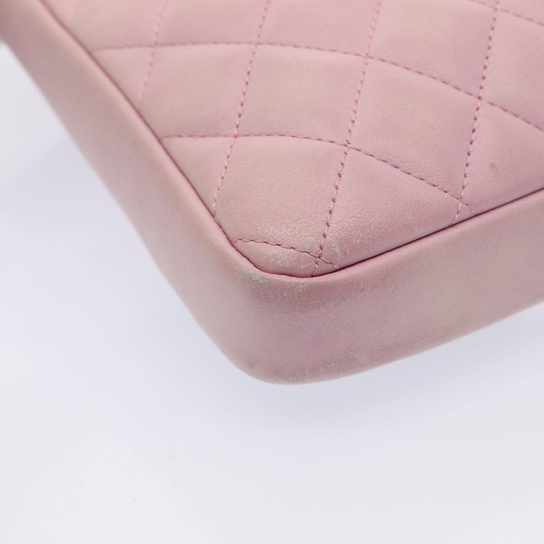 Chanel Cambon Line Shoulder Bag Leather Pink Black CC Auth mr414
