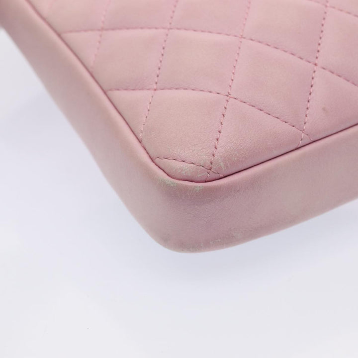 Chanel Cambon Line Shoulder Bag Leather Pink Black CC Auth mr414
