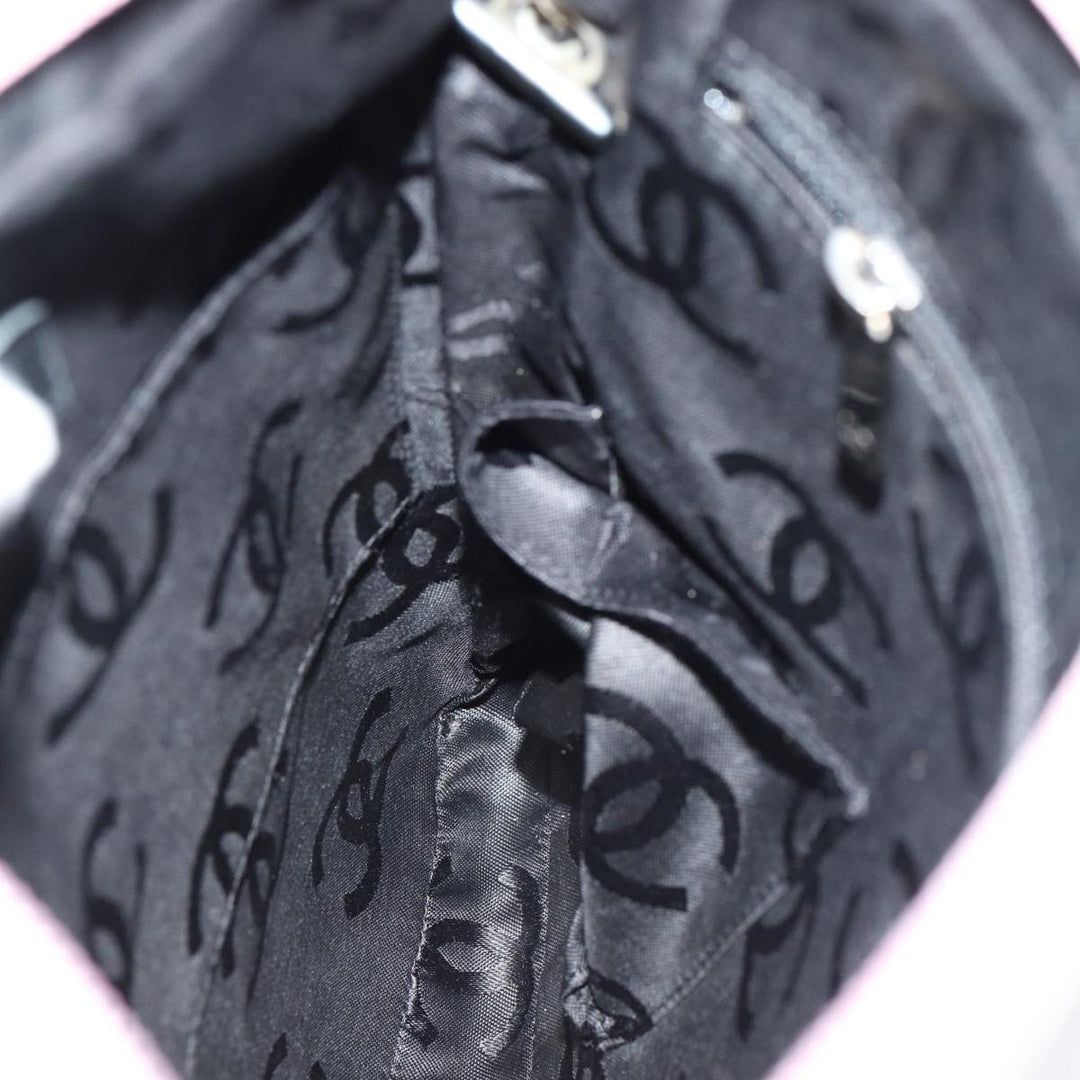 Chanel Cambon Line Shoulder Bag Leather Pink Black CC Auth mr414