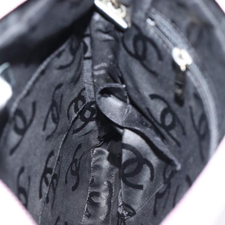 Chanel Cambon Line Shoulder Bag Leather Pink Black CC Auth mr414