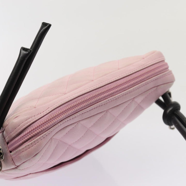 Chanel Cambon Line Shoulder Bag Leather Pink Black CC Auth mr414