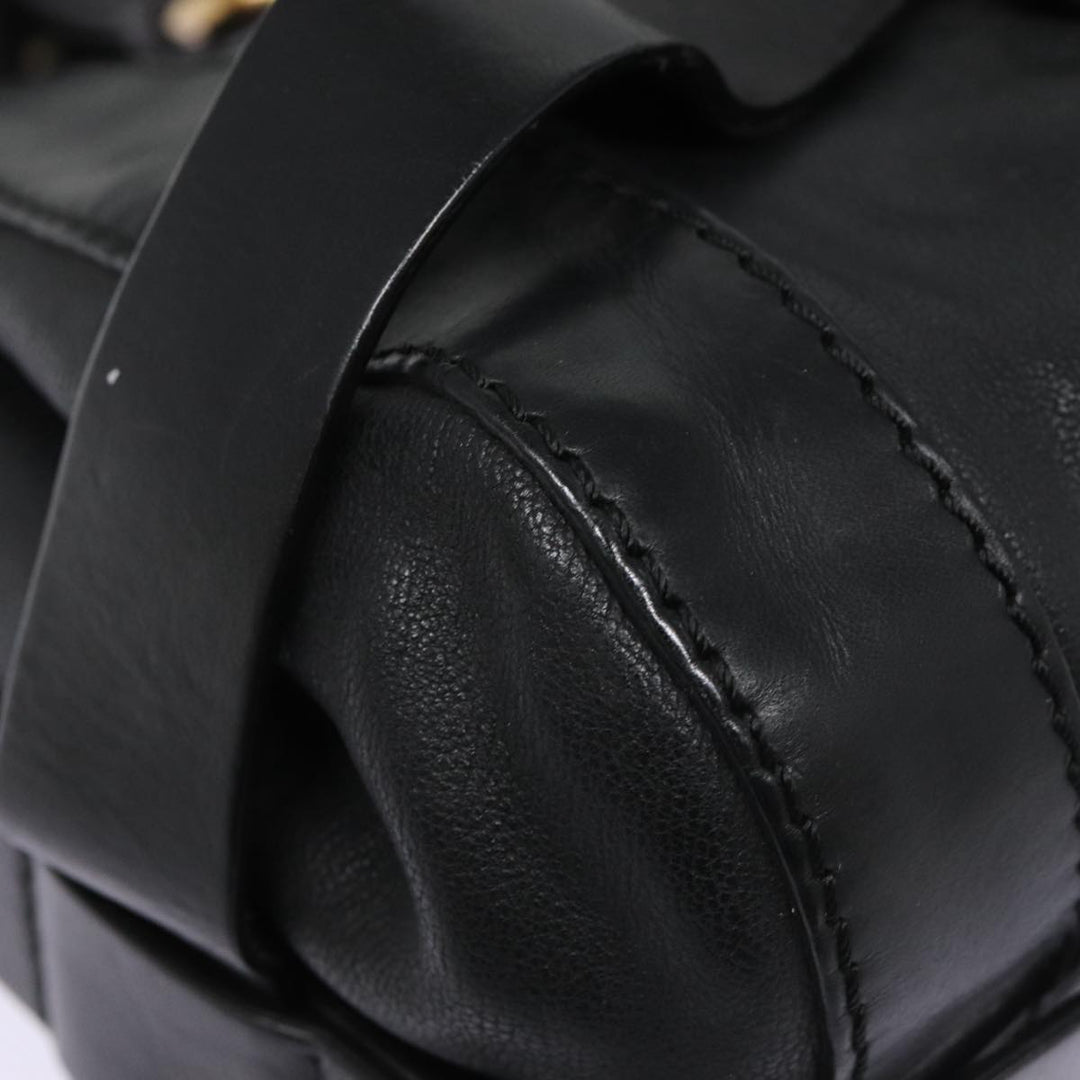 Chloe Kerala Horse Hand Bag Leather Black Gold mr416