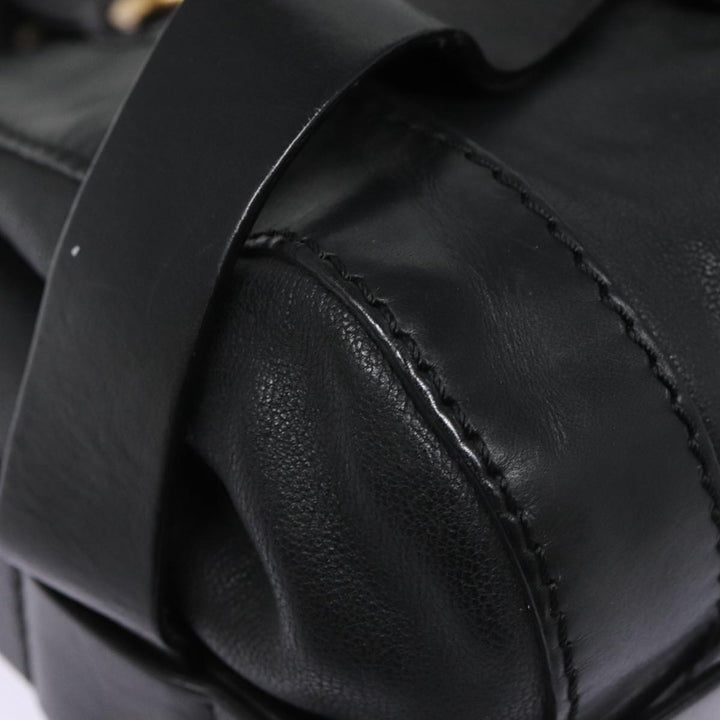 Chloe Kerala Horse Hand Bag Leather Black Gold mr416