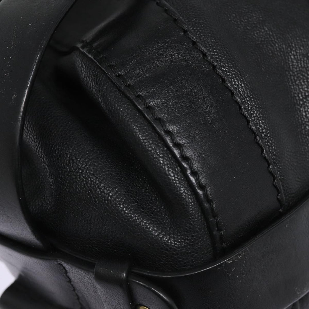 Chloe Kerala Horse Hand Bag Leather Black Gold mr416