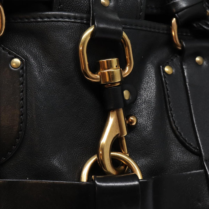 Chloe Kerala Horse Hand Bag Leather Black Gold mr416