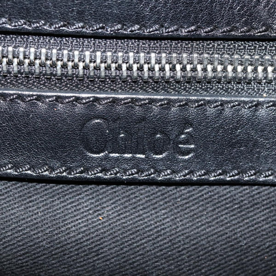 Chloe Kerala Horse Hand Bag Leather Black Gold mr416