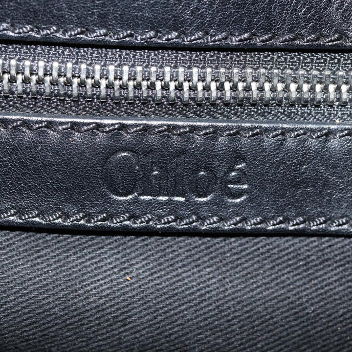 Chloe Kerala Horse Hand Bag Leather Black Gold mr416