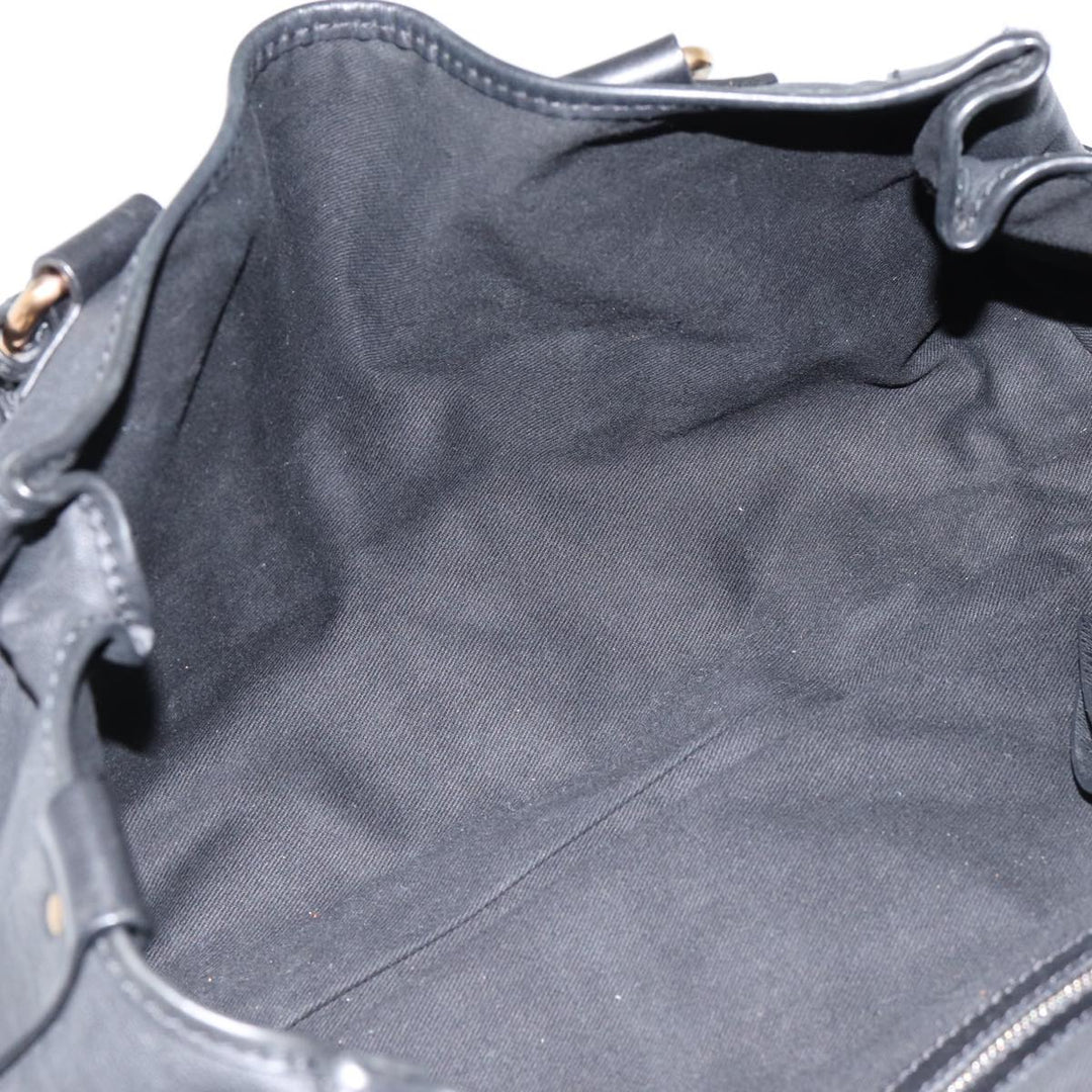 Chloe Kerala Horse Hand Bag Leather Black Gold mr416