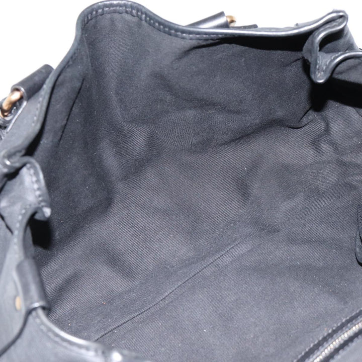 Chloe Kerala Horse Hand Bag Leather Black Gold mr416