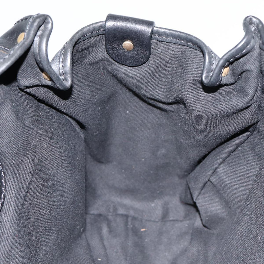 Chloe Kerala Horse Hand Bag Leather Black Gold mr416