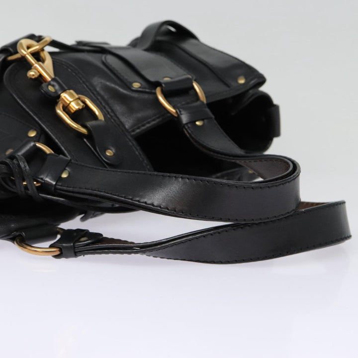 Chloe Kerala Horse Hand Bag Leather Black Gold mr416