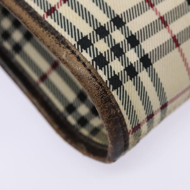 Burberry Nova Check Shoulder Bag Canvas Leather Beige Brown Silver Auth mr422