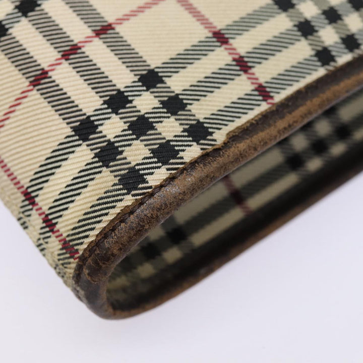 Burberry Nova Check Shoulder Bag Canvas Leather Beige Brown Silver Auth mr422
