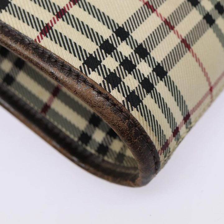 Burberry Nova Check Shoulder Bag Canvas Leather Beige Brown Silver Auth mr422
