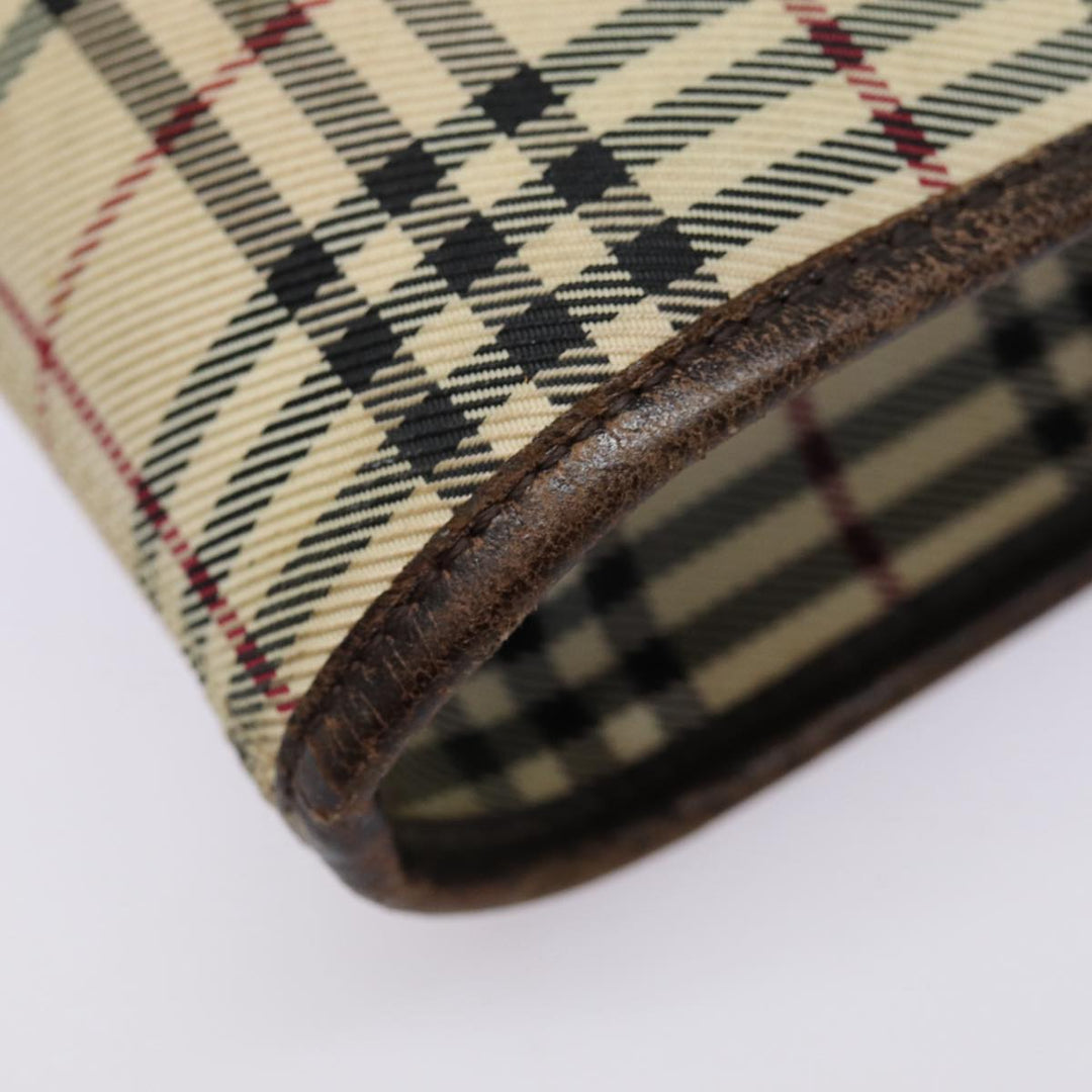 Burberry Nova Check Shoulder Bag Canvas Leather Beige Brown Silver Auth mr422