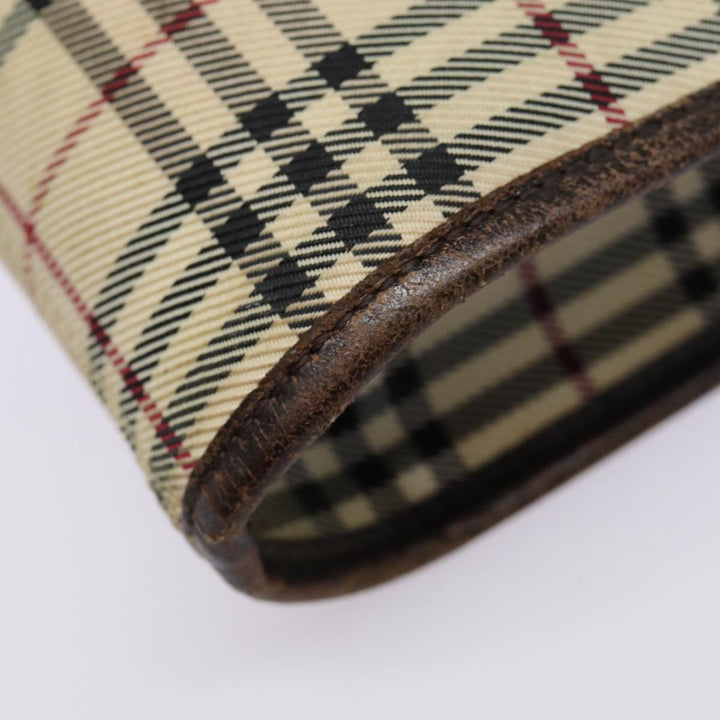Burberry Nova Check Shoulder Bag Canvas Leather Beige Brown Silver Auth mr422