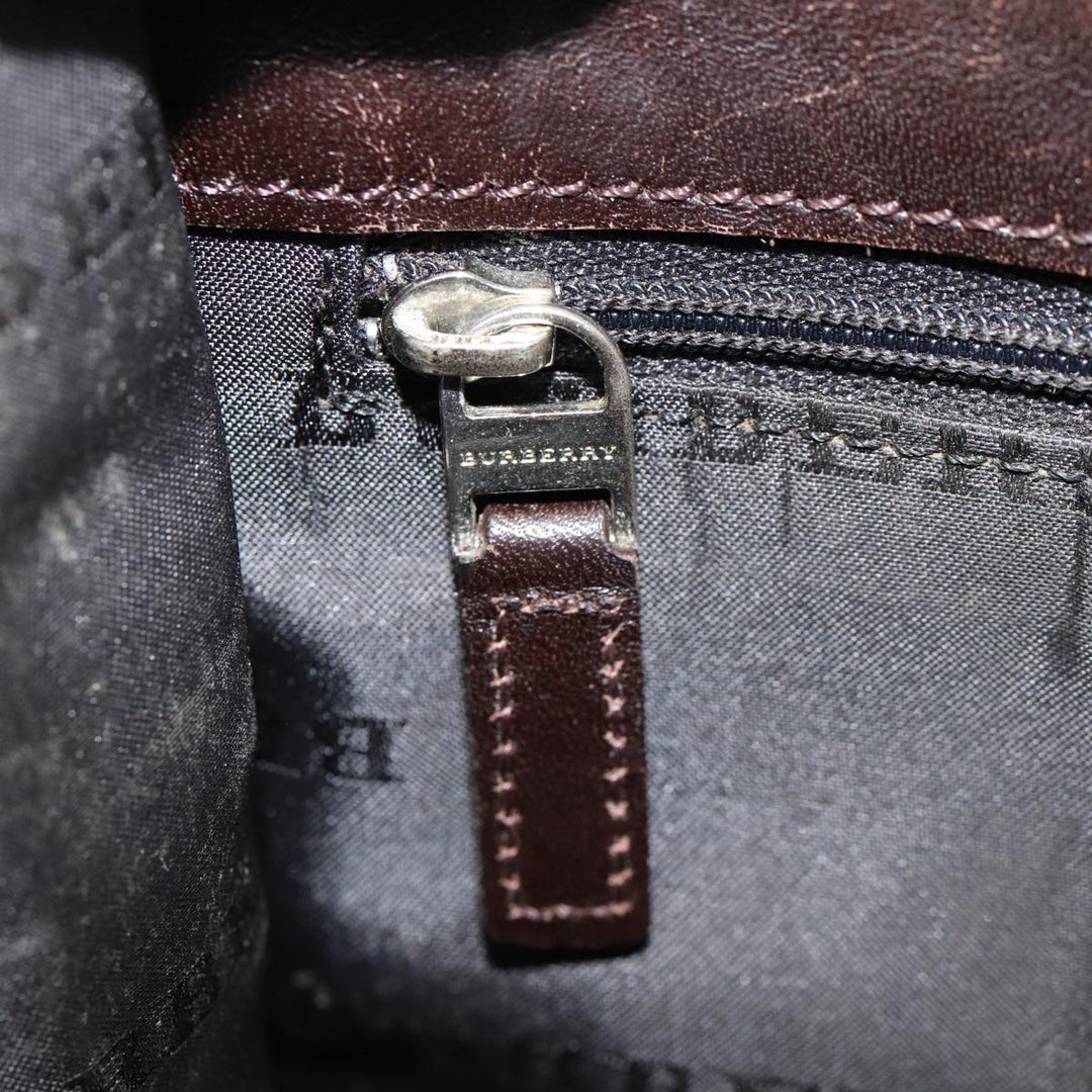 Burberry Nova Check Shoulder Bag Canvas Leather Beige Brown Silver Auth mr422