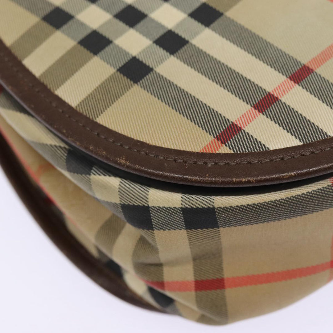 BurberrySs Nova Check Shoulder Bag Canvas Leather Beige Brown Auth MR423