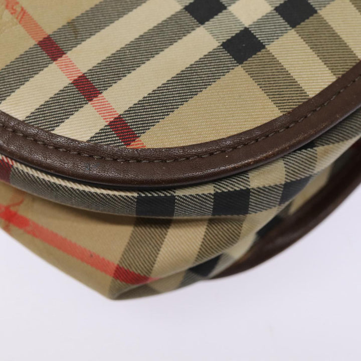 BurberrySs Nova Check Shoulder Bag Canvas Leather Beige Brown Auth MR423