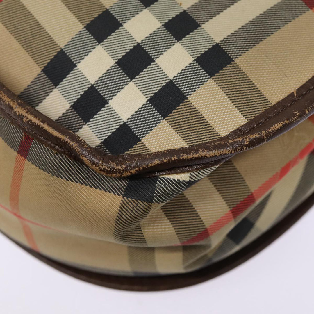 BurberrySs Nova Check Shoulder Bag Canvas Leather Beige Brown Auth MR423