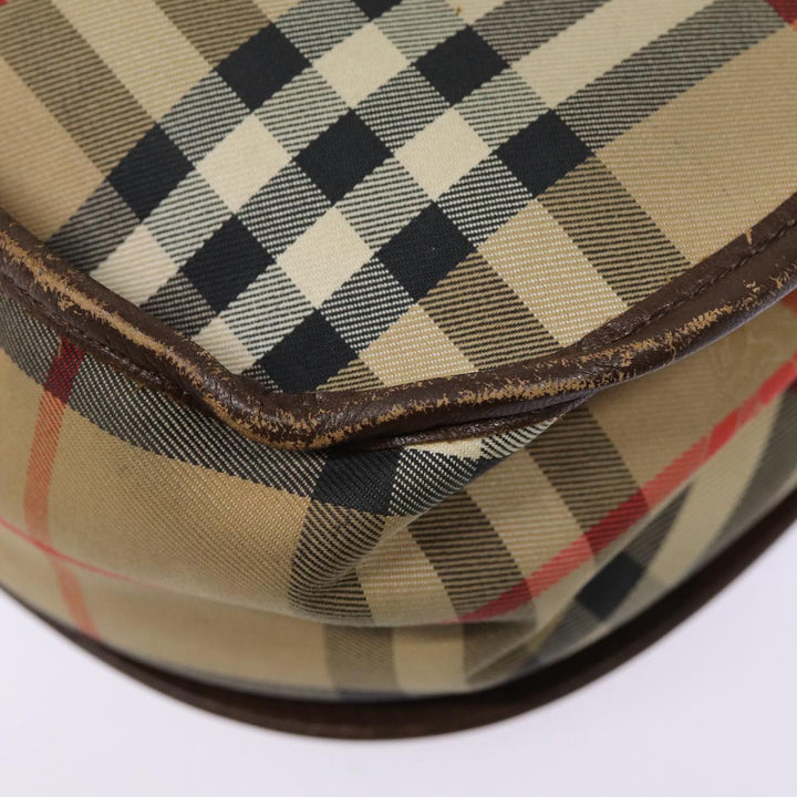 BurberrySs Nova Check Shoulder Bag Canvas Leather Beige Brown Auth MR423