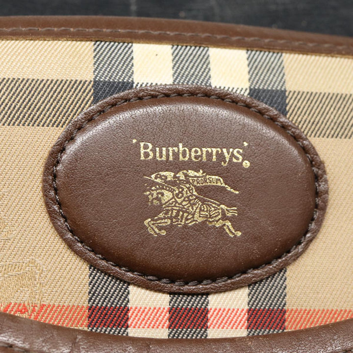 BurberrySs Nova Check Shoulder Bag Canvas Leather Beige Brown Auth MR423