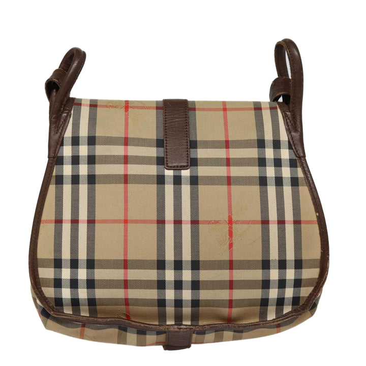 BurberrySs Nova Check Shoulder Bag Canvas Leather Beige Brown Auth MR423