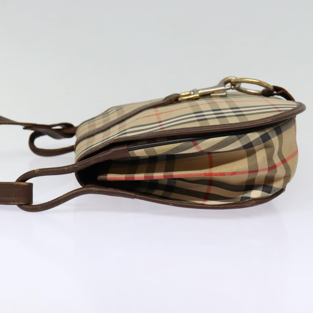 BurberrySs Nova Check Shoulder Bag Canvas Leather Beige Brown Auth MR423