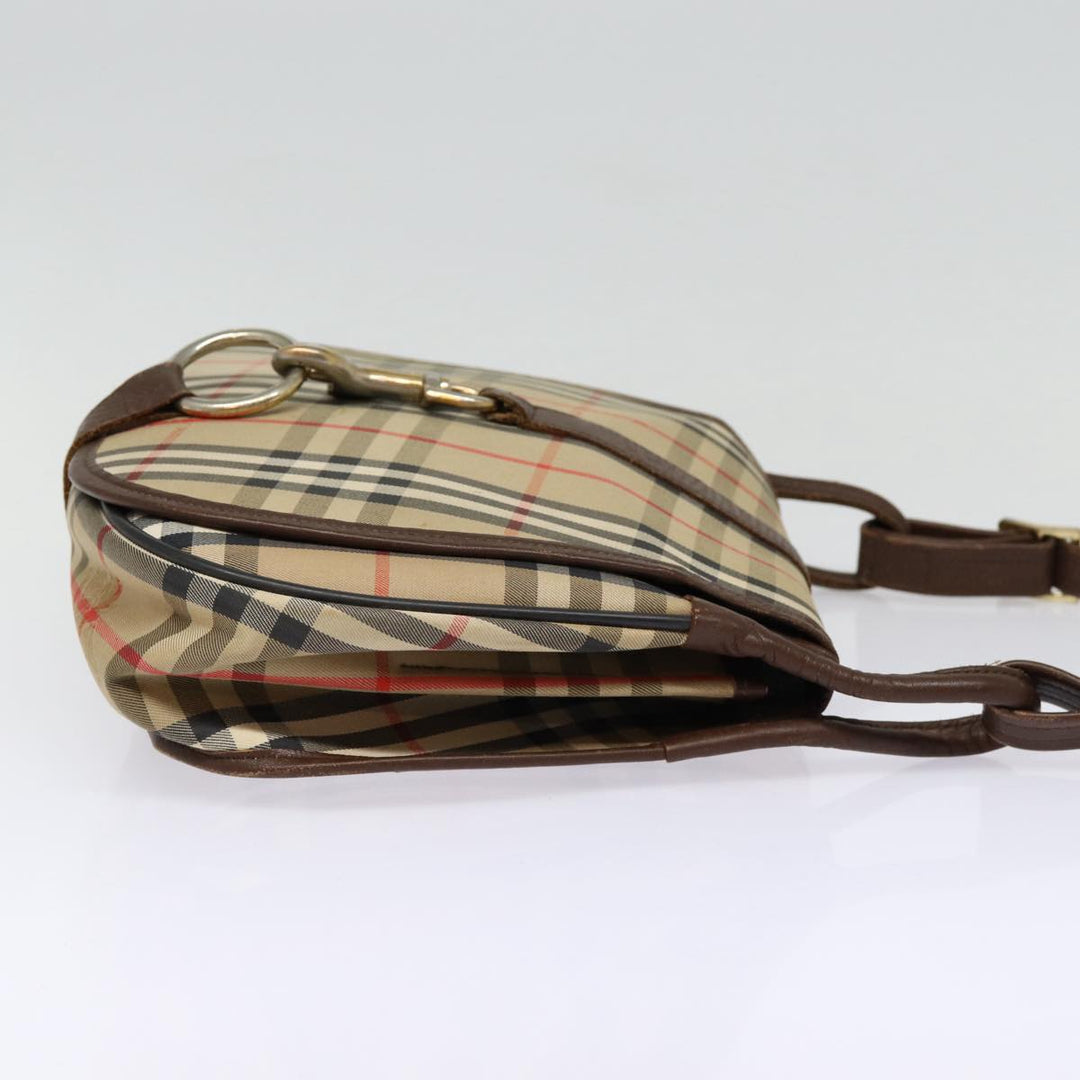 BurberrySs Nova Check Shoulder Bag Canvas Leather Beige Brown Auth MR423
