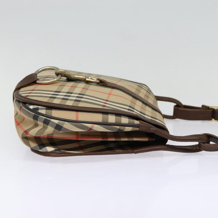 BurberrySs Nova Check Shoulder Bag Canvas Leather Beige Brown Auth MR423