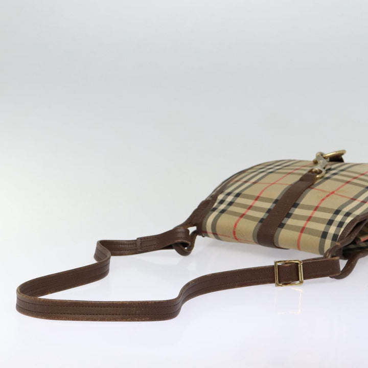 BurberrySs Nova Check Shoulder Bag Canvas Leather Beige Brown Auth MR423