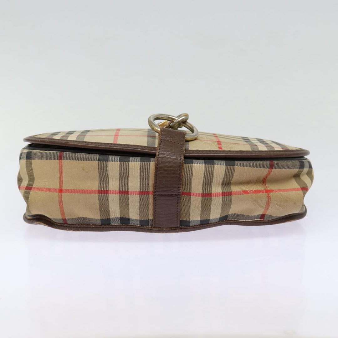 BurberrySs Nova Check Shoulder Bag Canvas Leather Beige Brown Auth MR423
