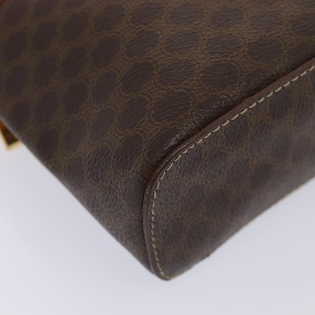 Celine Macadam Canvas Vanity Shoulder Bag PVC Leather Brown Gold Auth mr433
