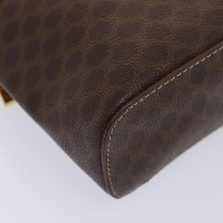 Celine Macadam Canvas Vanity Shoulder Bag PVC Leather Brown Gold Auth mr433