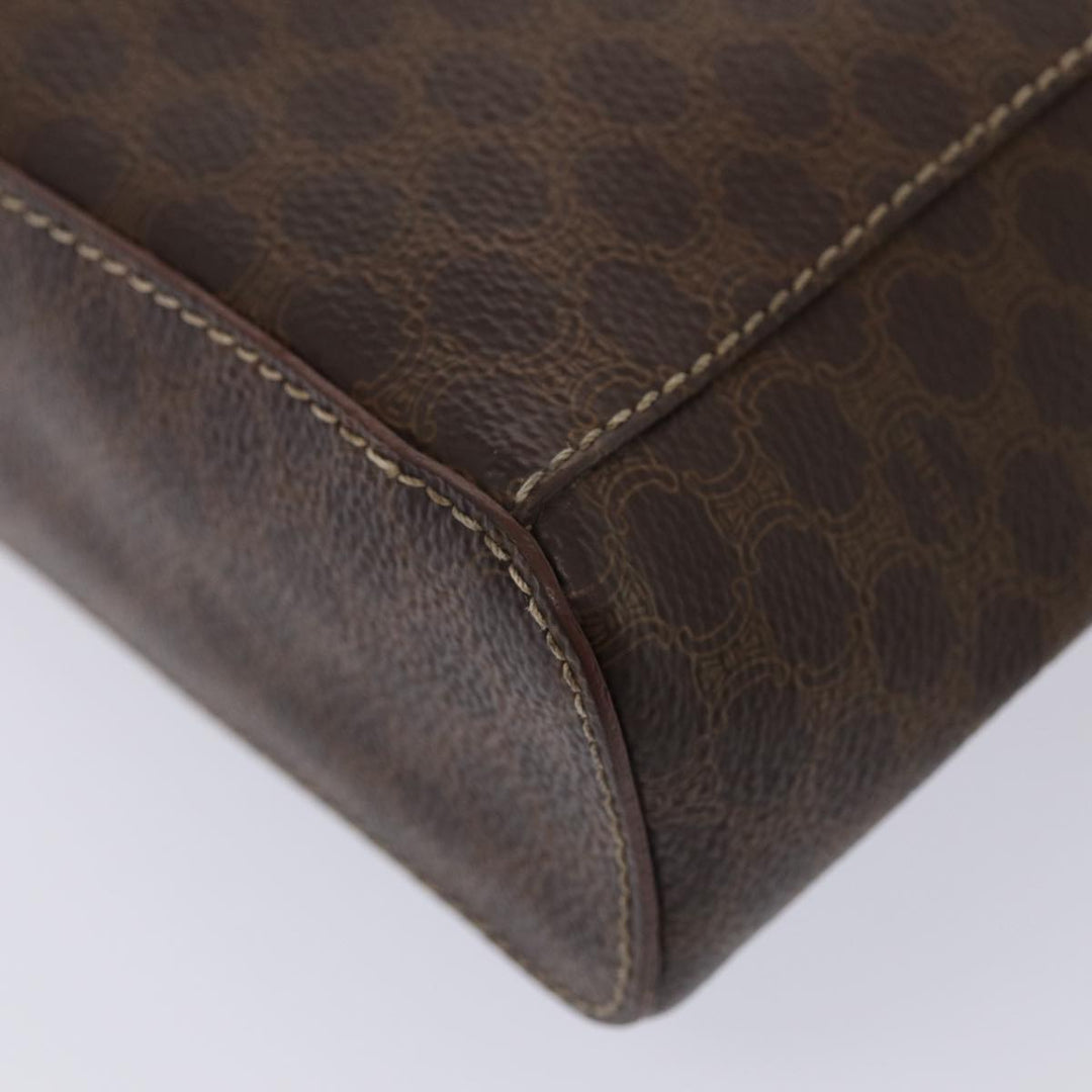 Celine Macadam Canvas Vanity Shoulder Bag PVC Leather Brown Gold Auth mr433