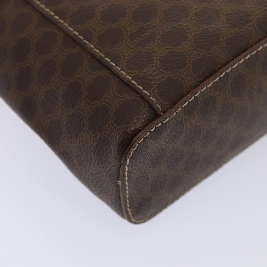 Celine Macadam Canvas Vanity Shoulder Bag PVC Leather Brown Gold Auth mr433