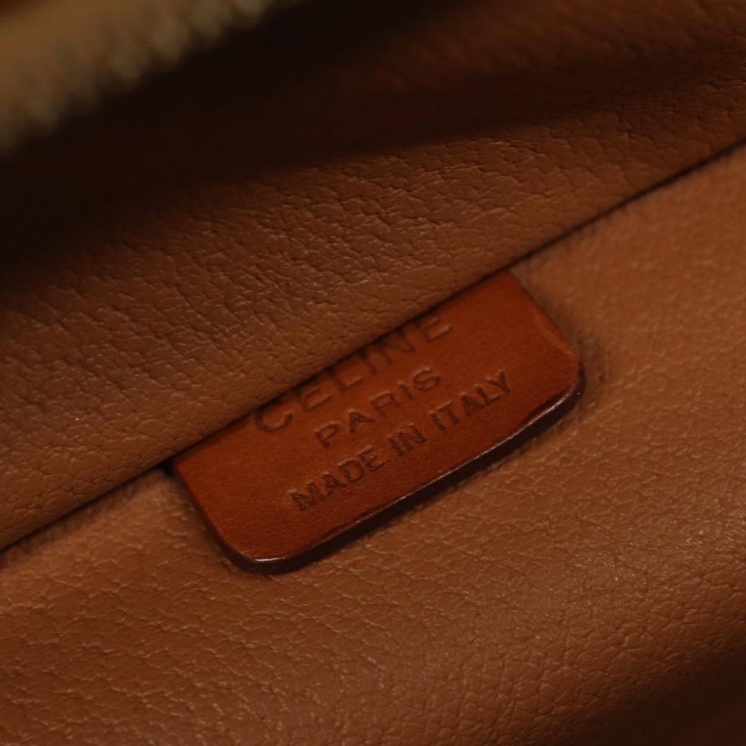 Celine Macadam Canvas Vanity Shoulder Bag PVC Leather Brown Gold Auth mr433