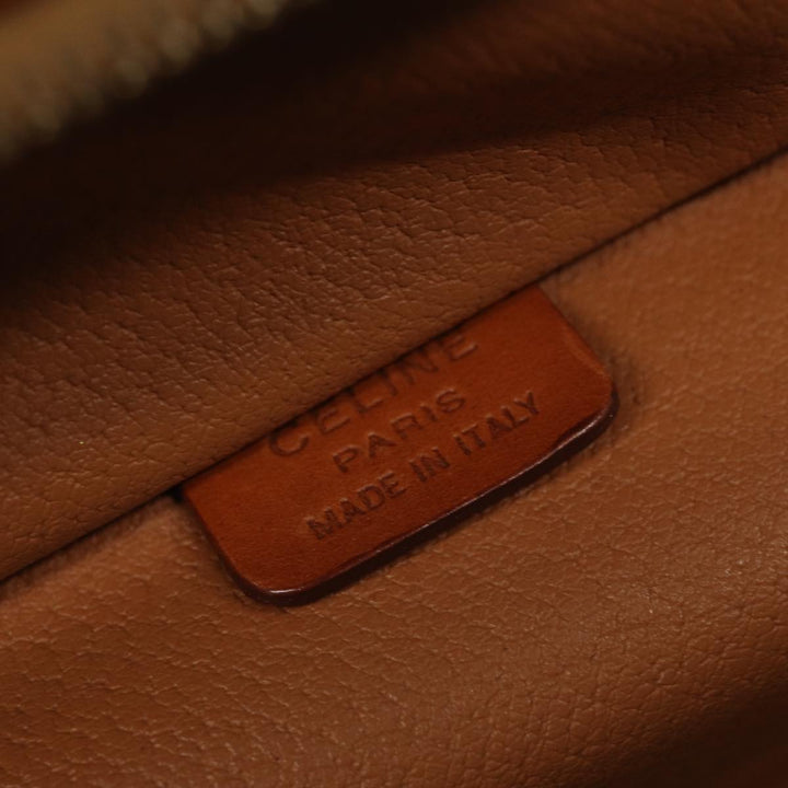 Celine Macadam Canvas Vanity Shoulder Bag PVC Leather Brown Gold Auth mr433