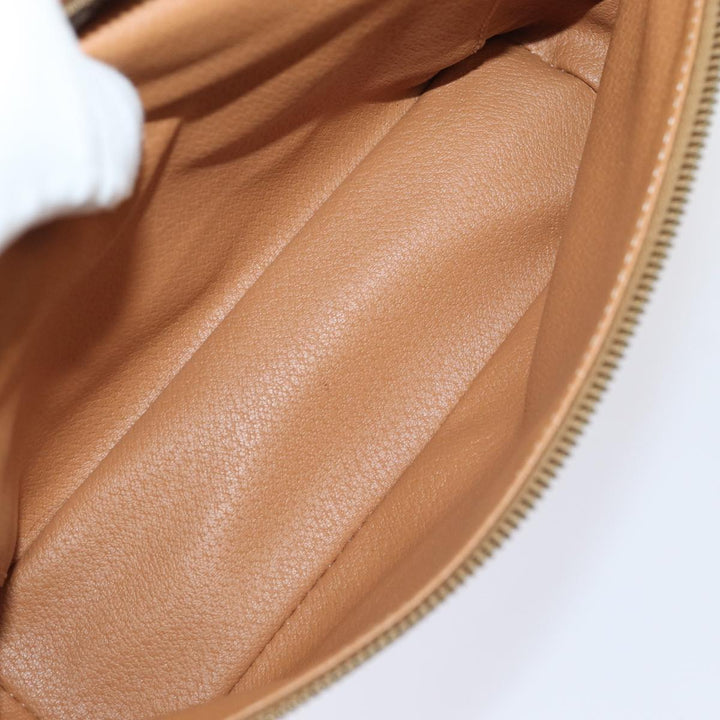Celine Macadam Canvas Vanity Shoulder Bag PVC Leather Brown Gold Auth mr433