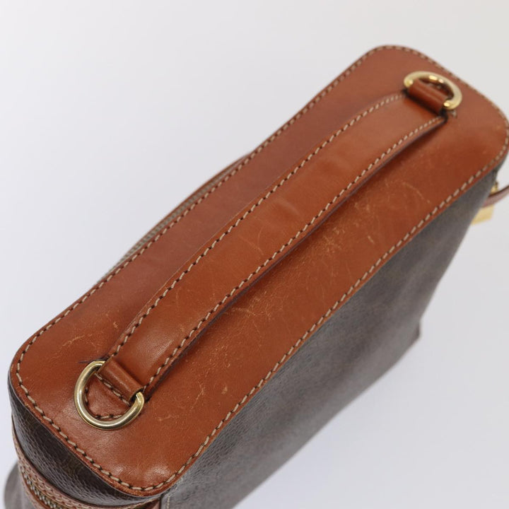 Celine Macadam Canvas Vanity Shoulder Bag PVC Leather Brown Gold Auth mr433