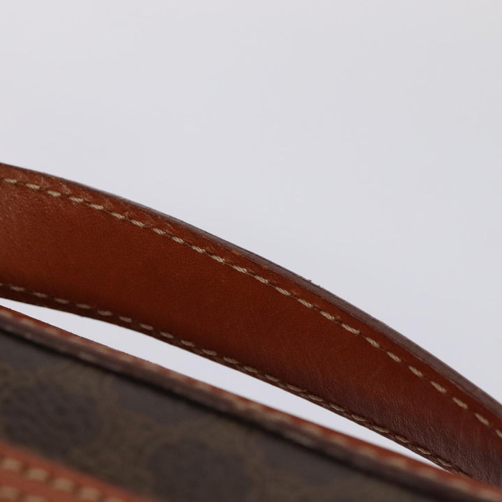Celine Macadam Canvas Vanity Shoulder Bag PVC Leather Brown Gold Auth mr433