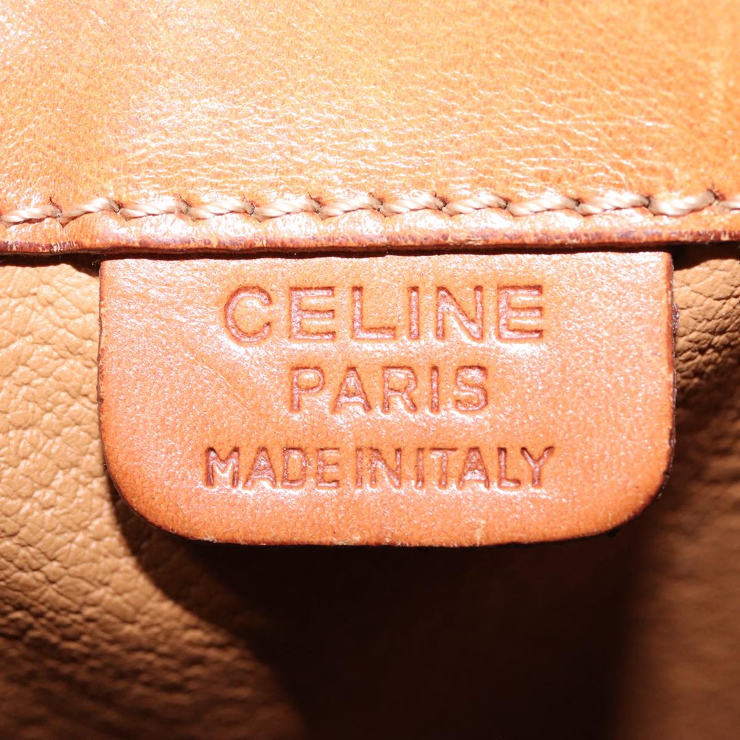 Celine Macadam Canvas Shoulder Bag PVC Leather Brown Gold Auth mr436