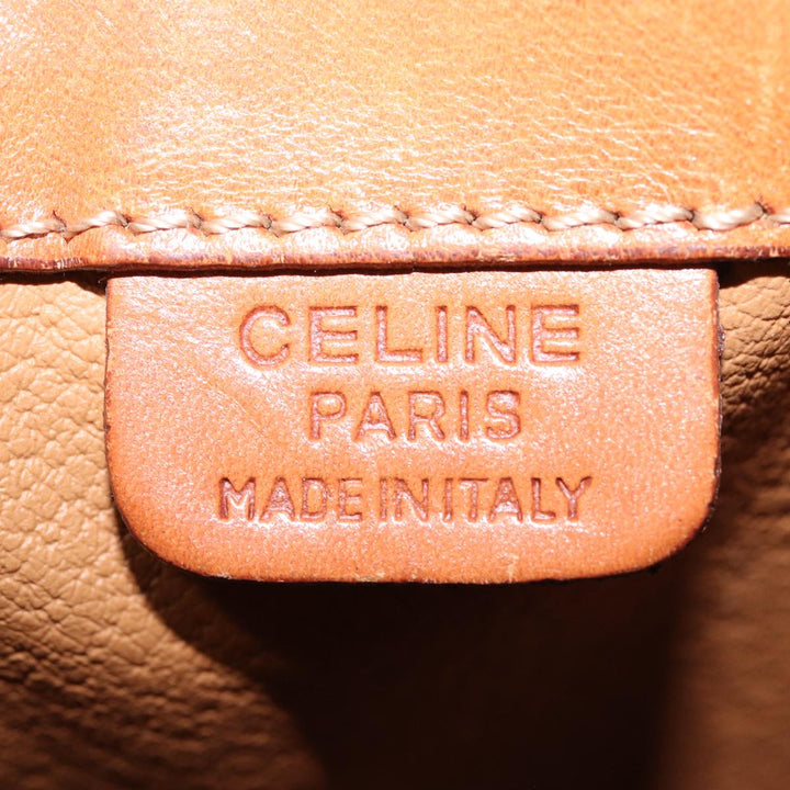 Celine Macadam Canvas Shoulder Bag PVC Leather Brown Gold Auth mr436
