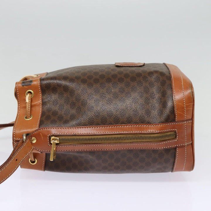 Celine Macadam Canvas Shoulder Bag PVC Leather Brown Gold Auth mr436