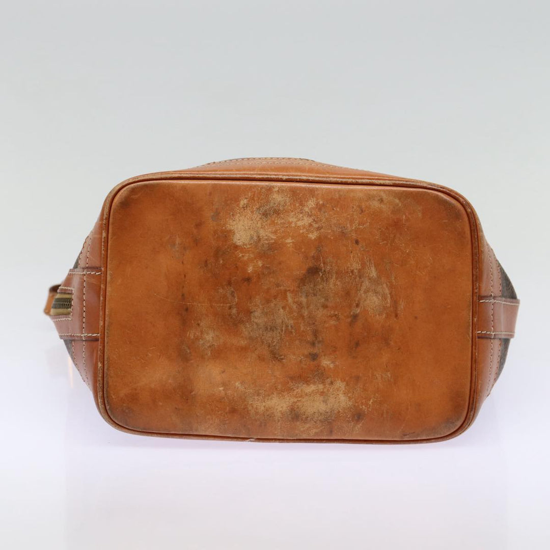 Celine Macadam Canvas Shoulder Bag PVC Leather Brown Gold Auth mr436